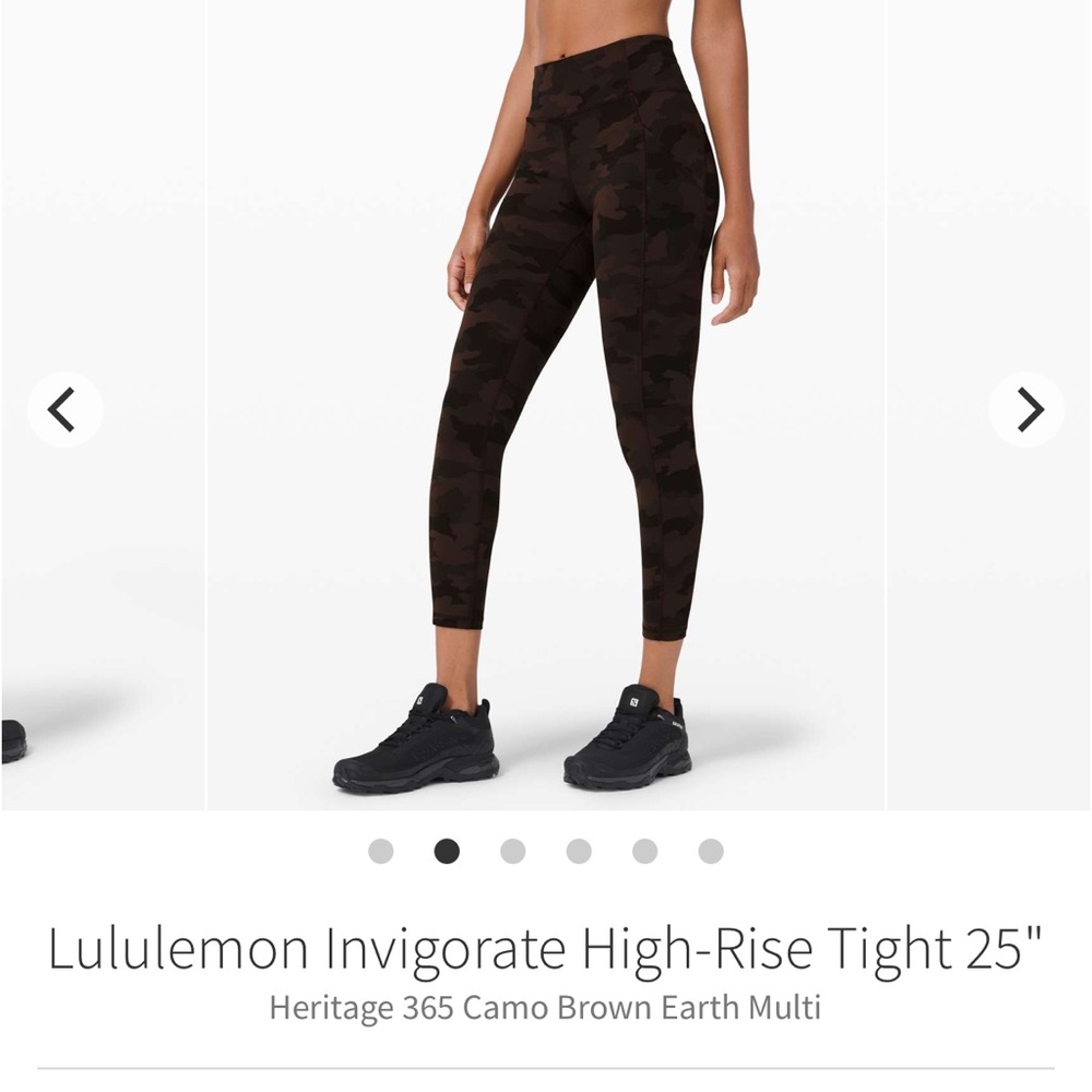Lululemon Invigorate High-Rise Tight 25"
Heritage 365 Camo Brown Earth, size 10